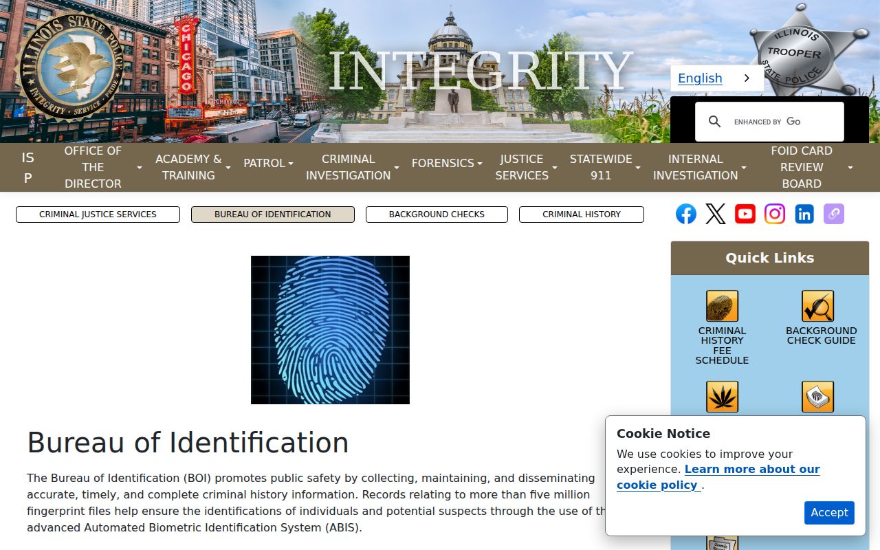 Illinois State Police repository channel for Macoupin County arrest records