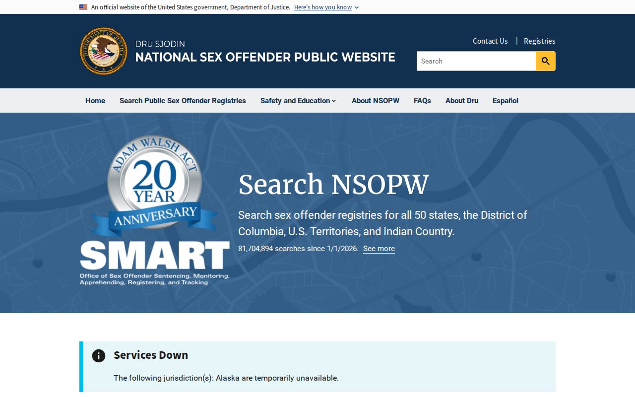 Macoupin County sex offender registry comparison with the national search interface